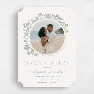 Blue Ticket Wedding Invitation - Persephone Photo