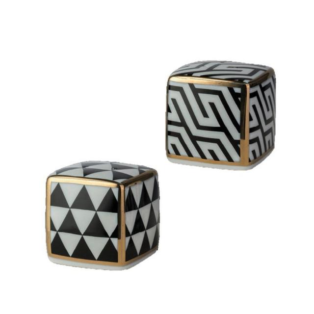 Set Salt and Pepper Sq - Black and Gold
