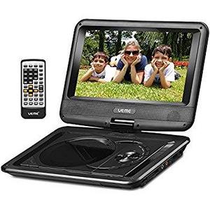 UEME 9" Portable DVD Player CD Player with Car Headrest Mount Holder, Swivel Screen Remote Control Rechargeable Battery AC Adapter Car Charger, Personal DVD Player PD-0091 (Black)