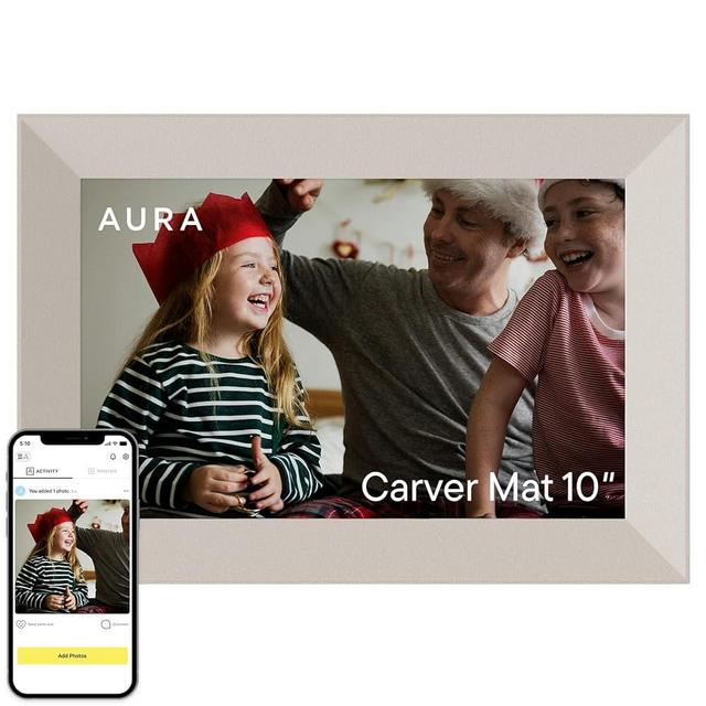 Aura Stone Digital Picture Frame - 10.1" HD Mat Display | Wirecutter's Best Digital Frame for Gifting - Send Photos Directly from Your Phone | Quick & Easy Setup Over WiFi - Free App | White