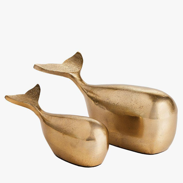 Delta & Dawn Whale Objects, Set of 2, Brass