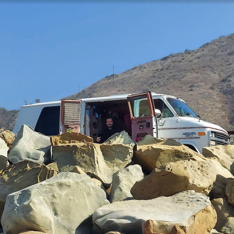 Meet "The Jean Machine", our temporary home on wheels to explore the PCH. This was taken when we pulled off the highway to put our feet into the Pacific Ocean for the first time! September 2021