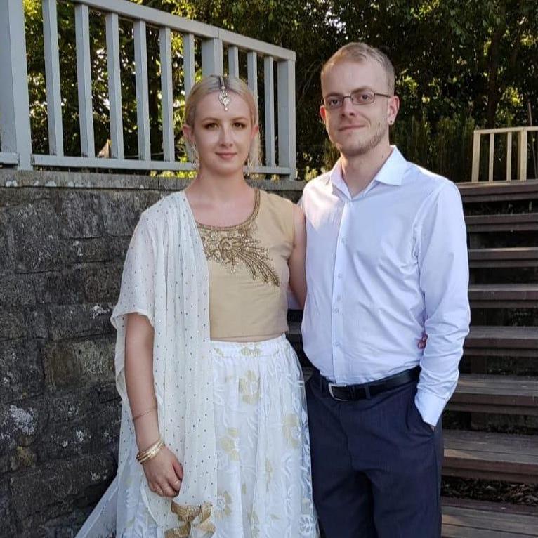 Me and Ben at a friend's Indian wedding in Hamilton in February 2019.