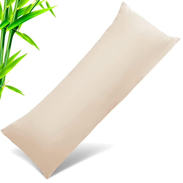 Bamboo Pillow Cases Body Size, Khaki Cooling Pillowcases with Zipper Closure, Cool & Breathable Pillow Case for Hot Sleepers and Night Sweats, 20" x 54"
