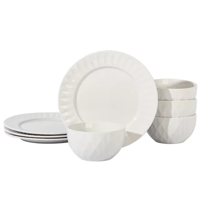 Gibson Home Fine Ceramic 8 Piece Dinnerware Set in White