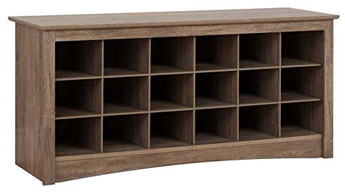 Prepac DSS-4824 Entryway Shoe Cubbie Bench Drifted Gray