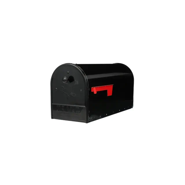 Gibraltar Mailboxes Outback Classic Galvanized Steel Post Mount Black Double Door Mailbox