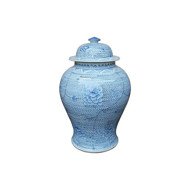16" Chain Temple Jar, Blue/White