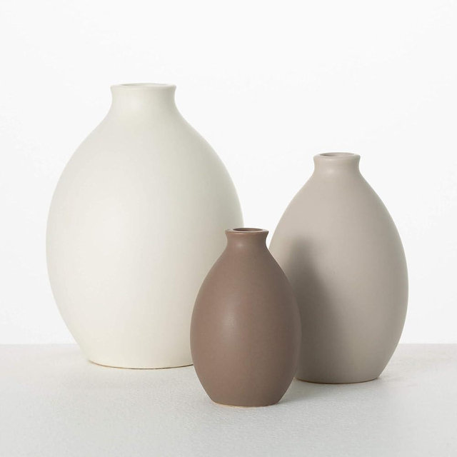 Sullivans Multicolored Ceramic Flower Vase, Modern Home Decor, Vases for Flowers, Vases for Centerpieces, Mantle, Tabletop, Accent Table Vases, Kitchen, Living Room, and Office Decor (Set/3) (CM3143)