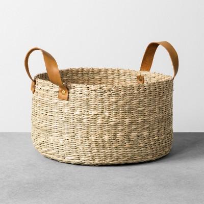 Seagrass Basket with Leather Handle - Medium - Hearth & Hand™ with Magnolia