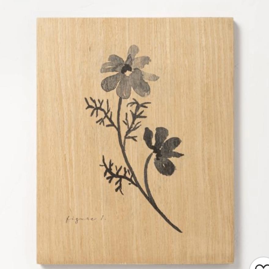 8" x 10" Floral Stem Wood Slab Wall Art - Hearth & Hand™ with Magnolia