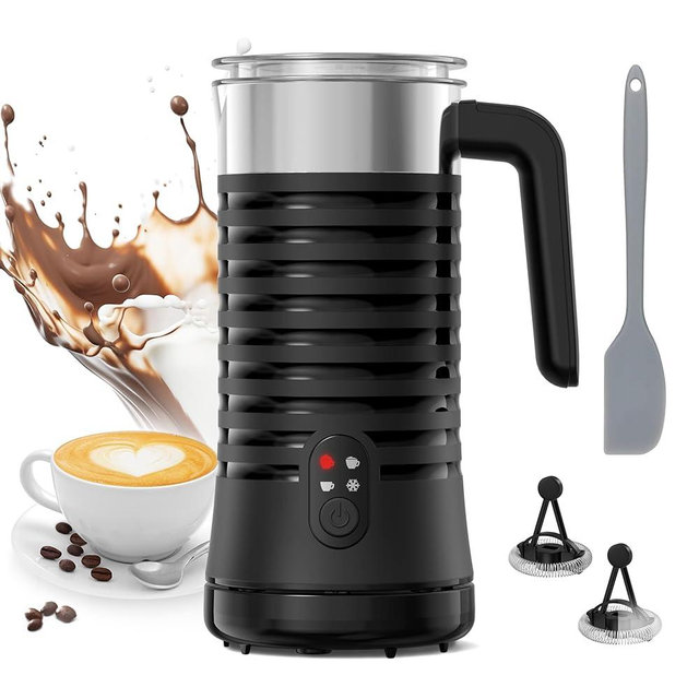 Milk Frother and Steamer, Airyoyo 4-in-1 Milk Frother, Electric Milk Frother Hot& Cold Foam Temperature Control, Auto Shut-Off Frother for Coffee Latte