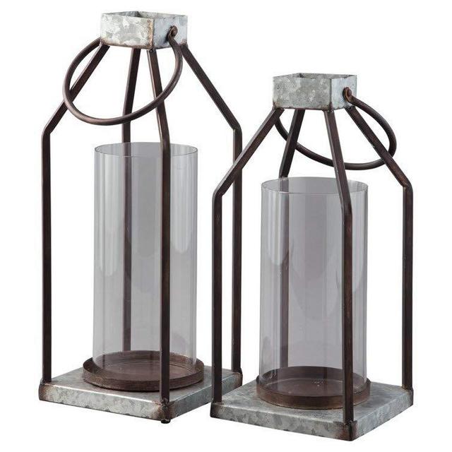 Ashley Furniture - Signature Design by Ashley Diedrick Set of 2 Lanterns - Casual Large Gray/Black