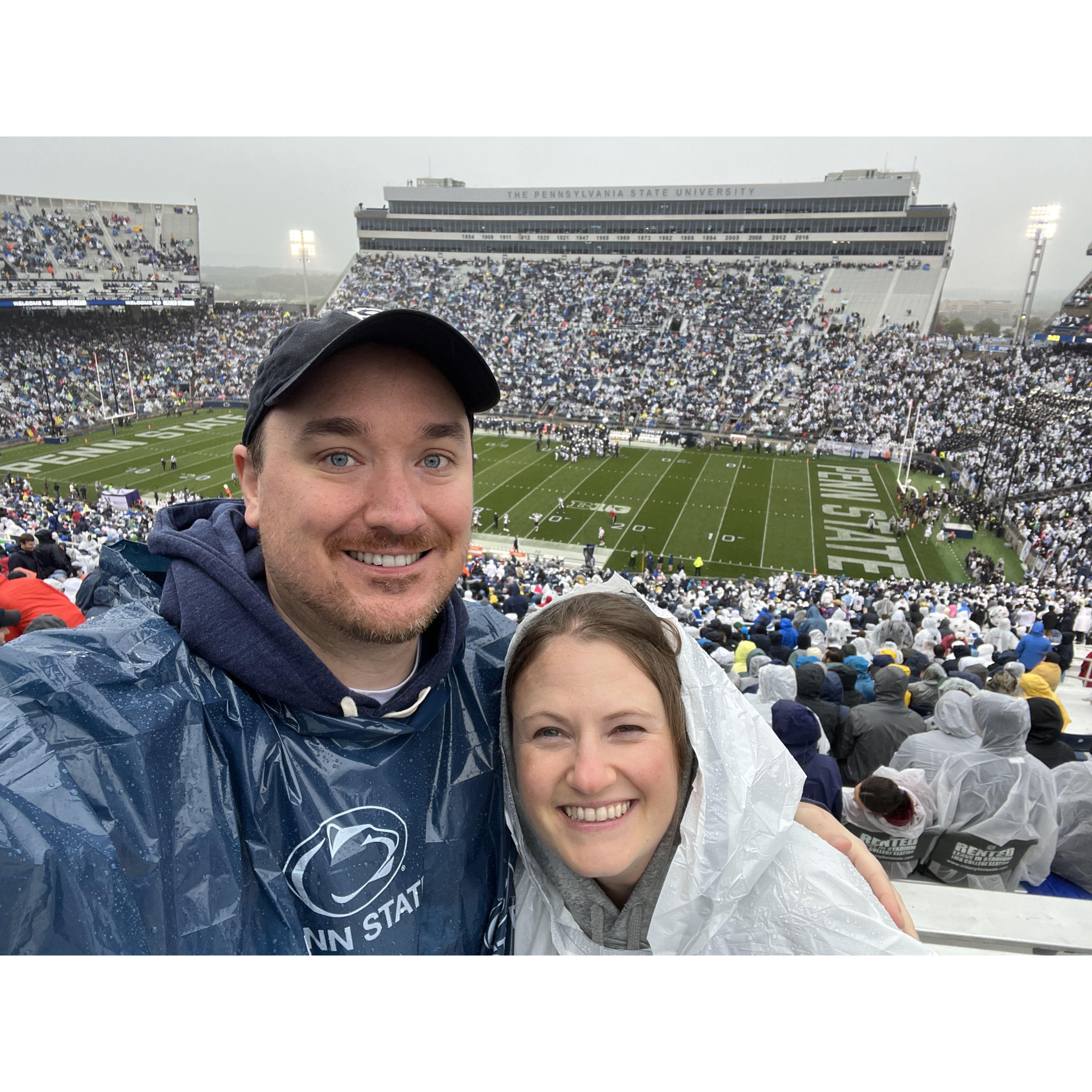 Soaking wet at a Penn State Football game. Go State!