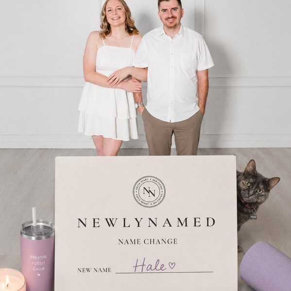 NewlyNamed Name Change Gift – Redeemable for a NewlyNamed Box - Personalized Name Change After Marriage Kit - Add to Wedding Registry