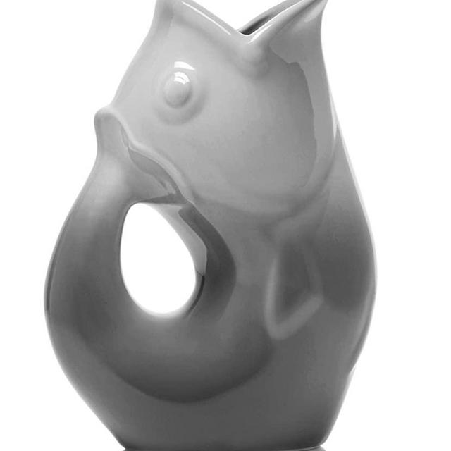 Gurgle Pot Ombre Grey Ceramic Beverage Jug 42 Ounce Gurgling Pitcher