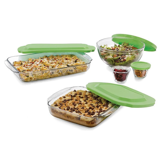 Libbey Baker's Basics 7-Piece Glass Casserole Dish and Bakeware Set with Lids