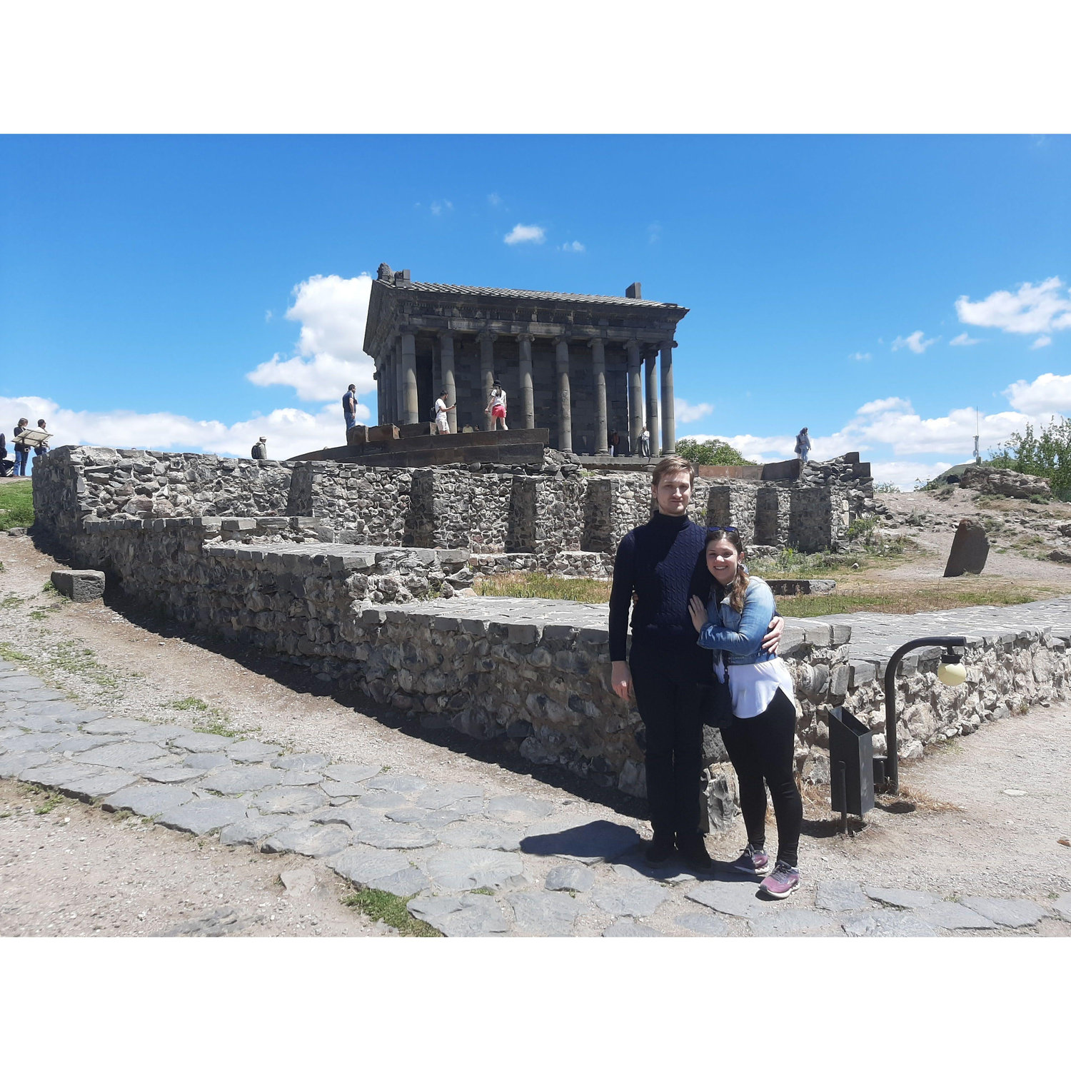 Blair and Nick in front of the Garni Temple in Armenia