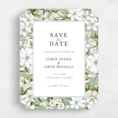 Green Ticket Wedding Save the Date - Foxglove Portrait
