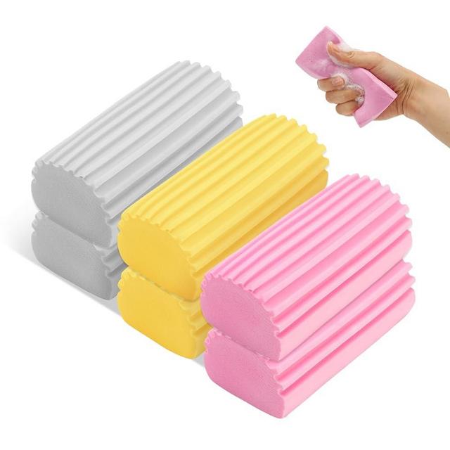 6-Pack Damp Clean Duster Sponge, Sponge Cleaning Brush,Scraping Duster Sponge Sponge for Cleaning Venetian & Wooden Blinds, Vents, Radiators, Skirting Boards, Mirrors and Cobwebs, Traps Dust