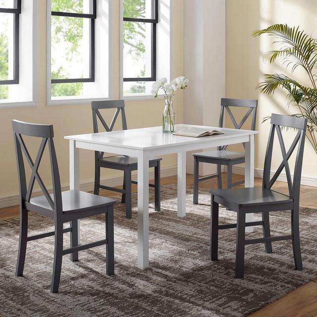 5pc Solid Wood Farmhouse Dining Set White/Gray - Saracina Home