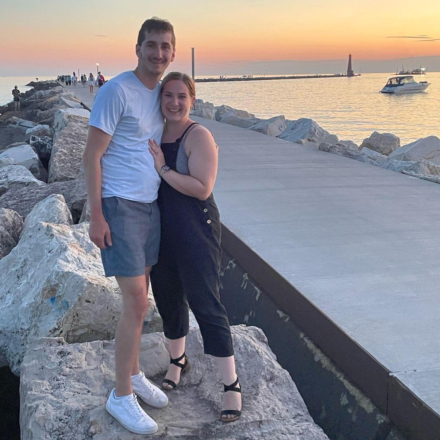 Meet me in Muskegon! Despite Matt's distaste for Michigan, these two love a good sunset on the lake (and posing for the camera).