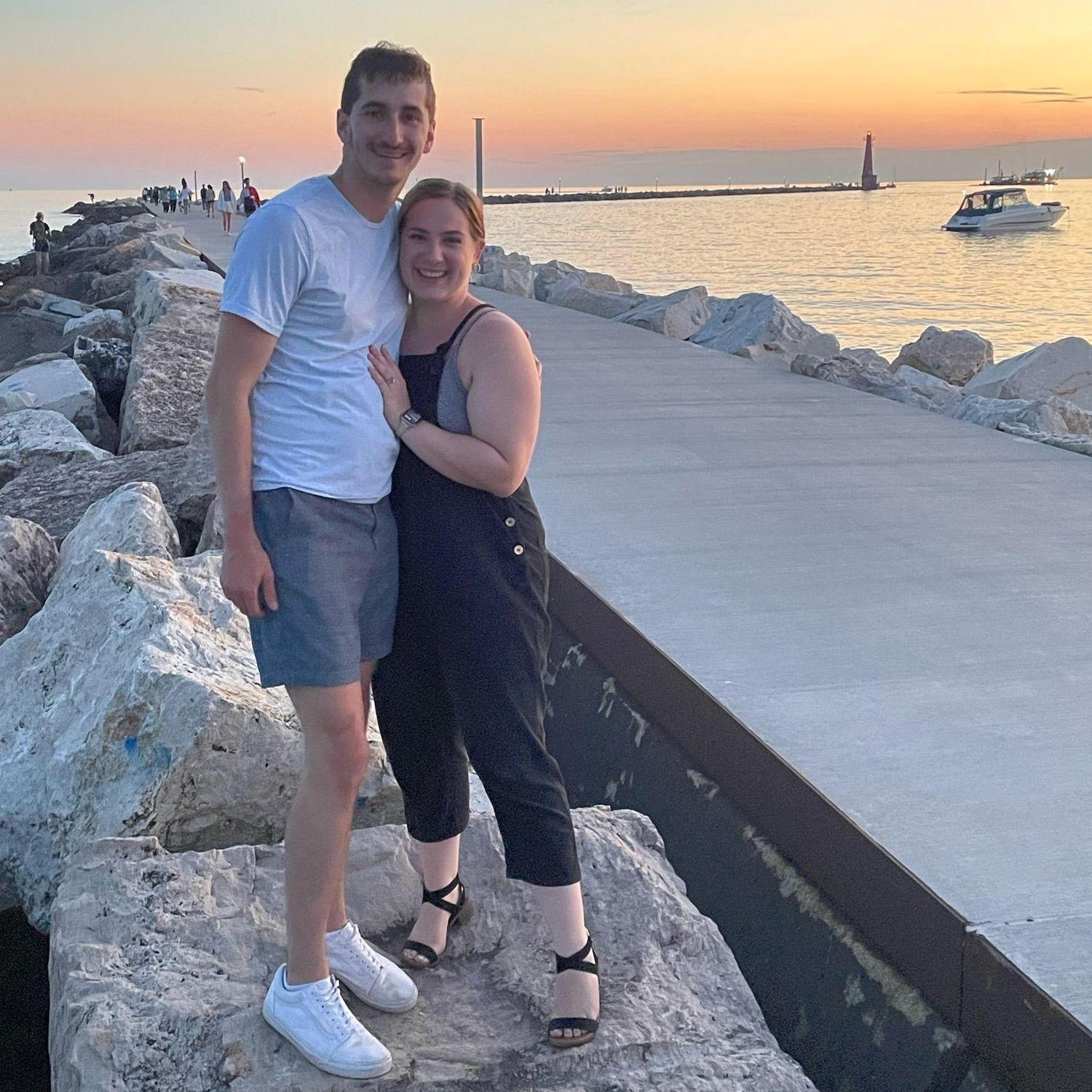 Meet me in Muskegon! Despite Matt's distaste for Michigan, these two love a good sunset on the lake (and posing for the camera).