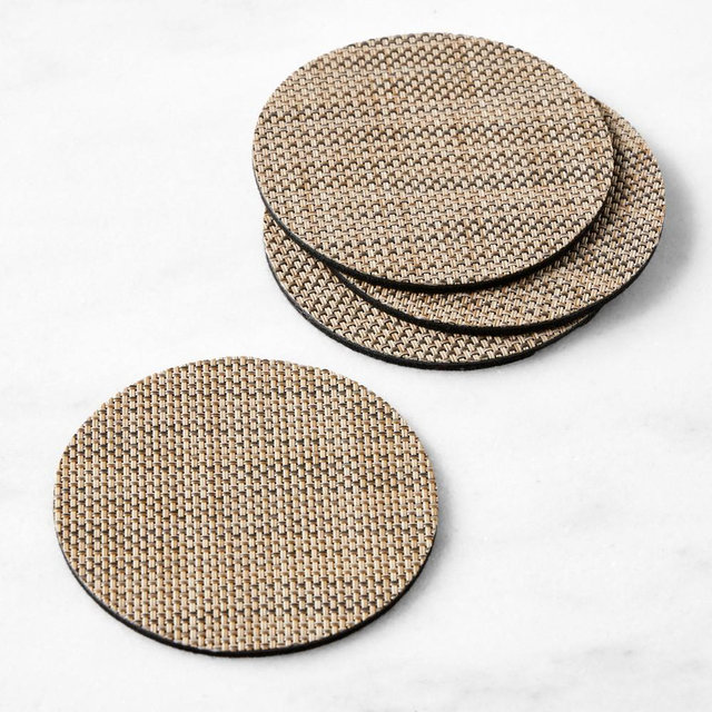 Chilewich Mini Basketweave Coasters, Set of 4, Linen
