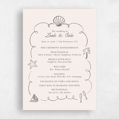 Linen, Beige Wedding Program - Boracay