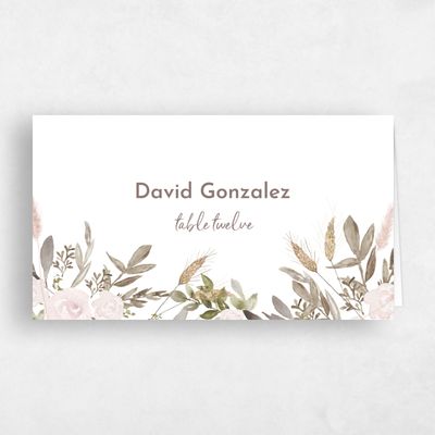 White Wedding Place Card - Adeleida