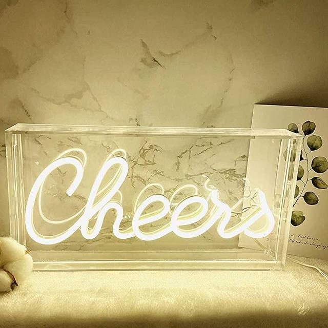 Cheers Neon Signs for Wall and Desk Decor, 3D Art Neon Light, Warm White Color,11.8"x5.9"x1.9"