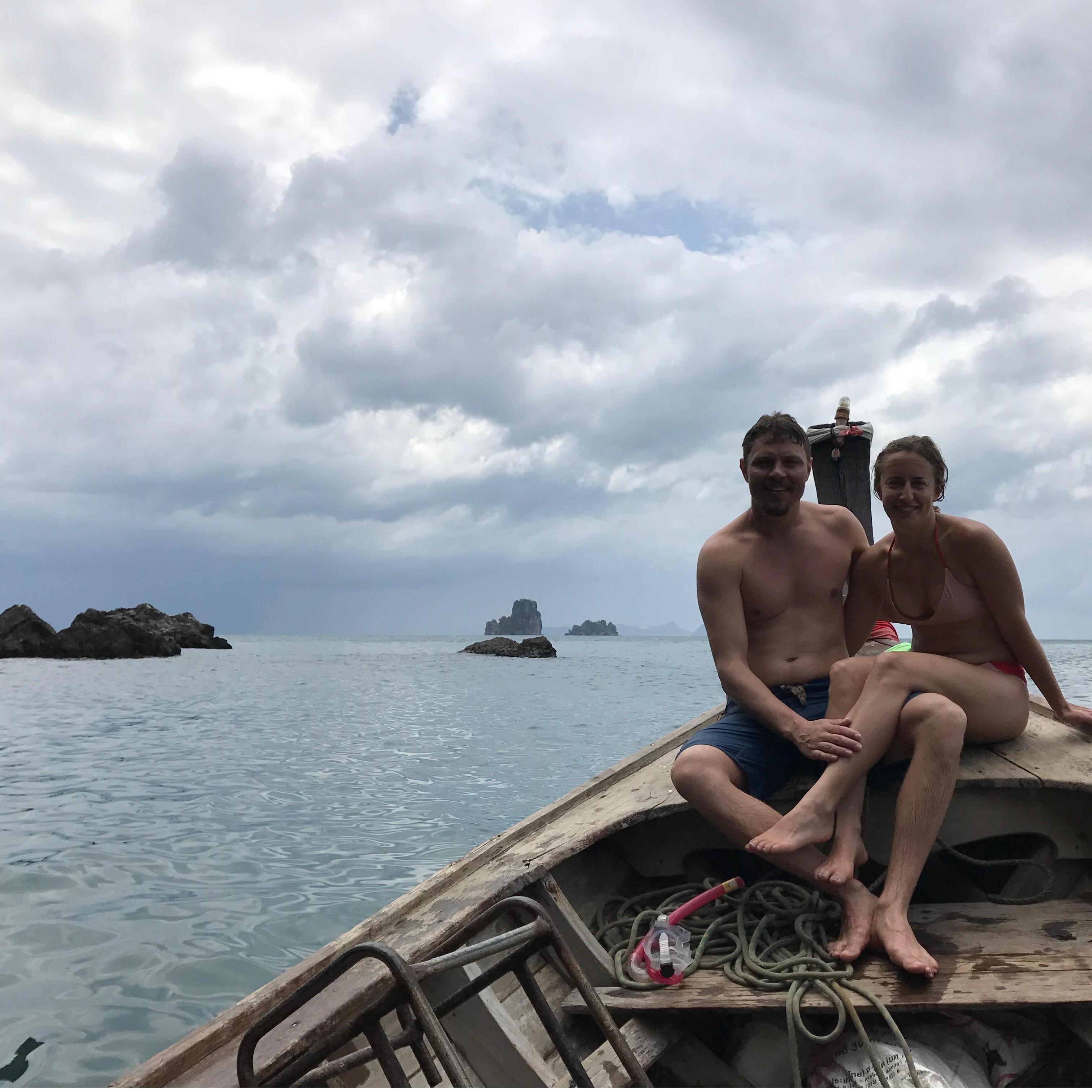 Venturing out into the Andaman Sea by long tail boat in Thailand, 2017.