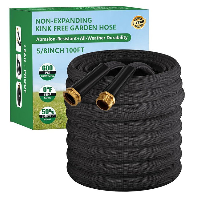 Garden Hose 100FT, Non-Expanding Water Hose Ultra Lightweight, Kink-Free, Burst-Resistant, Lead-Free, Durable & Flexible High-Pressure Hose for Yard, Lawn, Outdoor, Car Washing