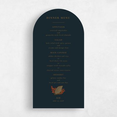 Blue Arch Wedding Menu - Elody