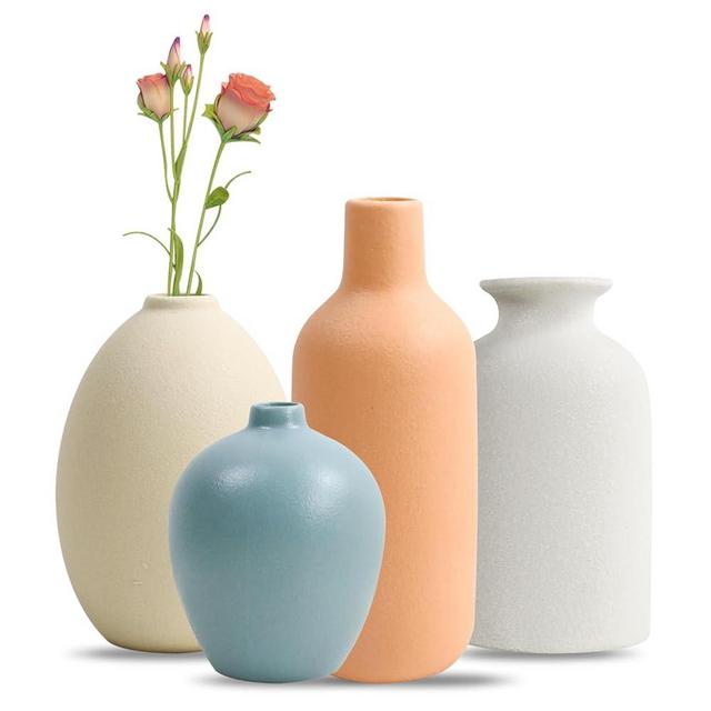 QUTHZZHY Ceramic Vase Set of 4 Vase for Flowers Bathroom Vase Coloful Ceramic Vase Home Decor Vase Wedding Boho Living Room Kitchen Decor
