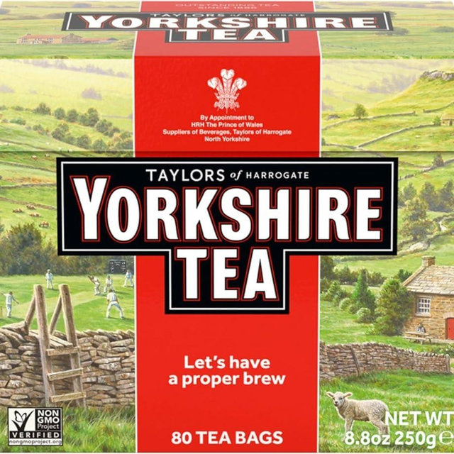 Yorkshire Tea, Red, Black Tea, Pillow Tea Bags, 80 Count (Pack of 1), Refreshing, Satisfying, and Strong, Classic British Breakfast Blend, Caffeinated, Enjoy Hot or Iced, 80 Teabags