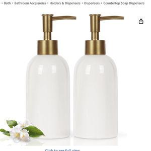 Natheeph 14OZ Ceramic Soap Dispenser Ceramic Soap Pump Dispenser Can Fill Liquid for Bathroom/Kitchen (2PC White)
