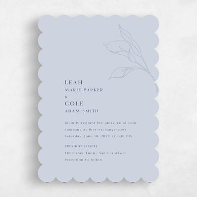 Blue Scalloped Wedding Invitation - Arum Classic