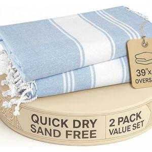 LANE LINEN Beach Towels for Women, 2 Pack Large Beach Towels Oversized, Pre-Washed, No-Shrink Sand Free Beach Towels, Quick Dry, Lightweight Travel Towel,Soft Beach Bath Towel, 39"x71" - Sky Blue