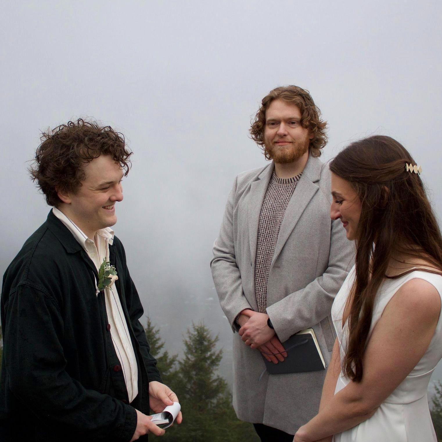 Davis reading his vows
