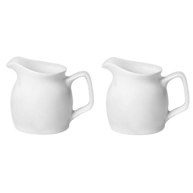 Gaolinci 2pcs Classic Pure White Ceramic Creamer with Handle,Small Coffee Milk Creamer Pitcher(5.5 oz)