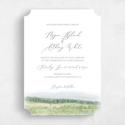 White Ticket Wedding Invitation - Meadowlark Portrait