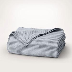 Boll & Branch Waffle Bed Blanket - Embellished: Hydrangea/Bay Whipstitch - King/Cal. King