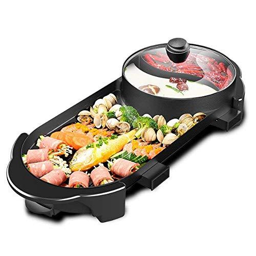 SEAAN Electric Grill Indoor Hot Pot Multifunctional, Indoor Teppanyaki Grill/Shabu Shabu Pot with Divider - Separate Dual Temperature Contral, Capacity for 2-12 People, 110V