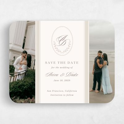 Beige Rounded Wedding Save the Date - Clyde Multiphoto