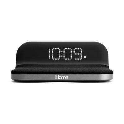 iHome™ Compact Alarm Clock in Black with USB Port and Qi Wireless Charging
