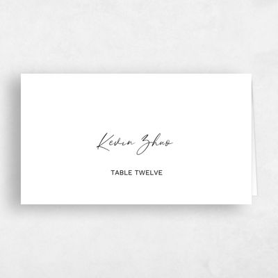 White Typography Wedding Place Card - Nahomi