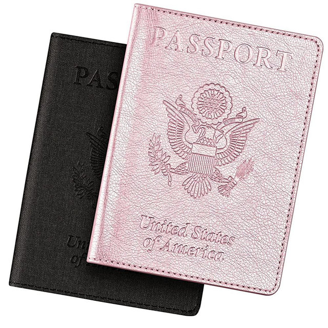 2 Pack Vaccine Card Holder,Passport And Vaccine Card Holder Combo-Pink&Black