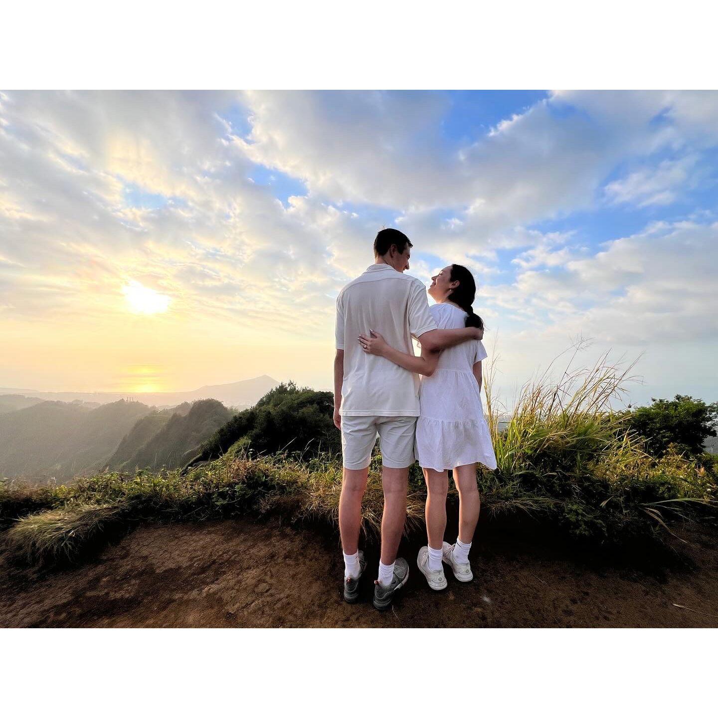 after matthew proposed on a mountain in Hawaii