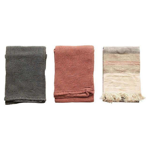 Creative Co-Op Cotton Tea, Multi Color, Set of 3 Towel, 3